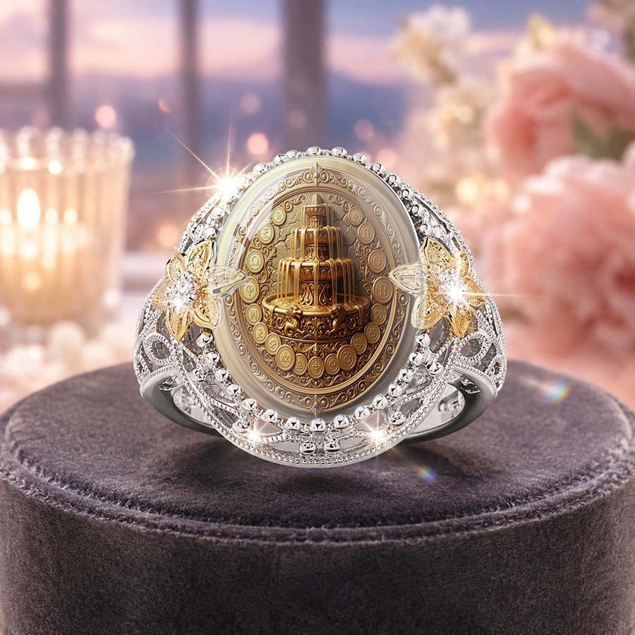 Fountain & Floral Dome Ring