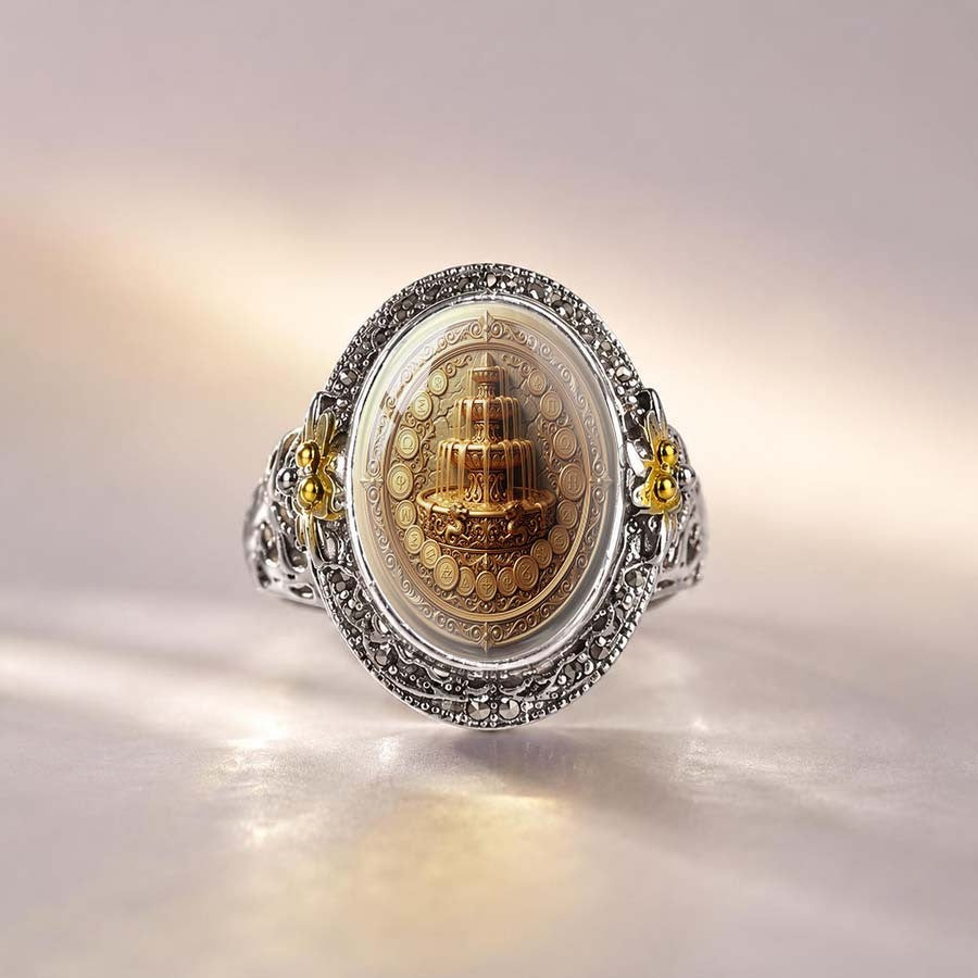 Fountain & Floral Dome Ring