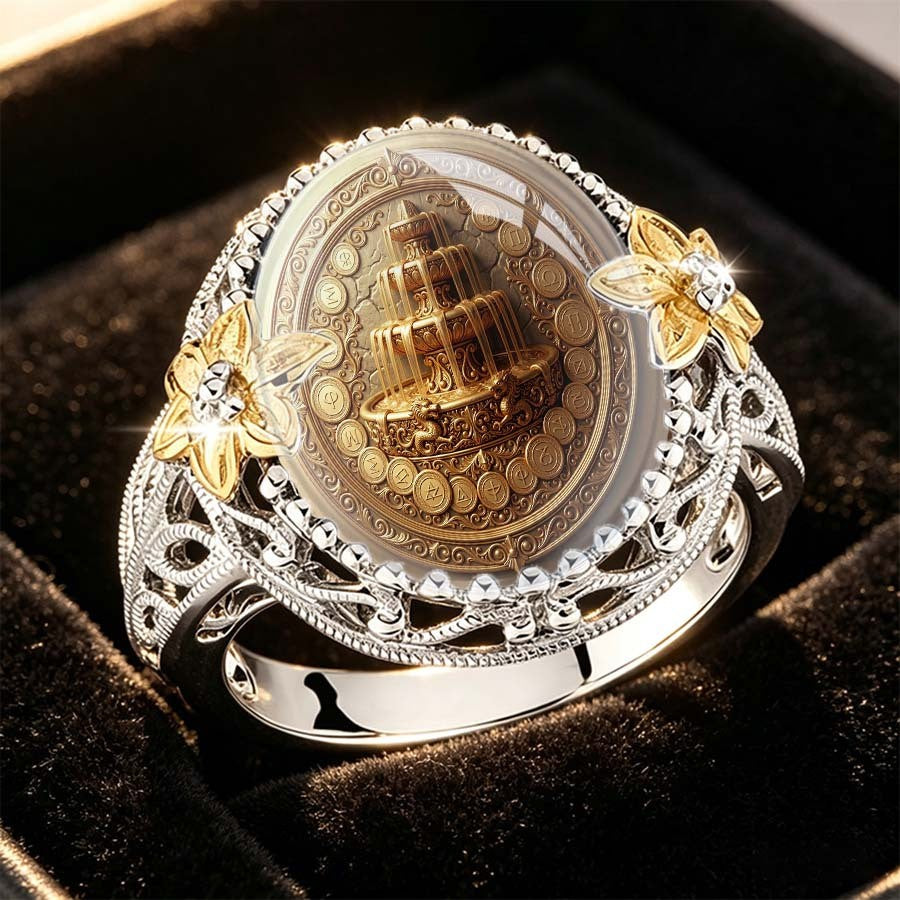 Fountain & Floral Dome Ring