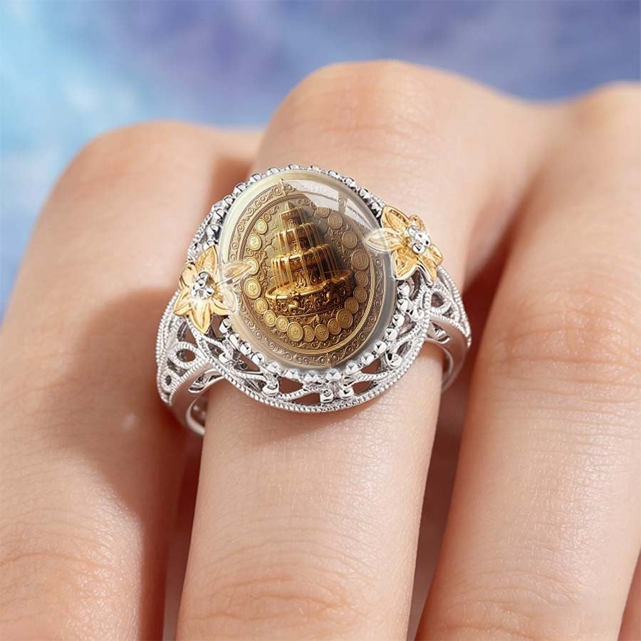Fountain & Floral Dome Ring