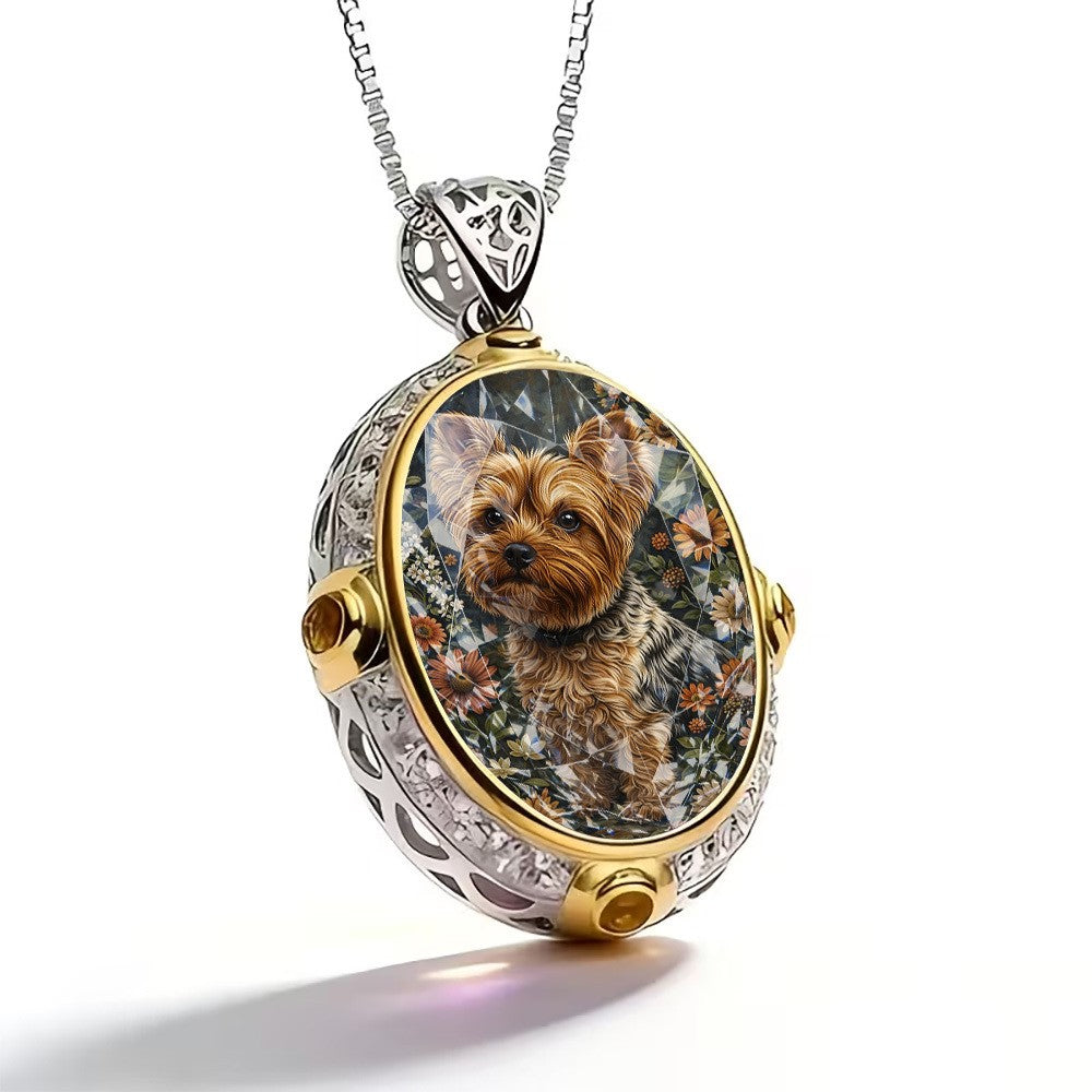 Yorkshire Terrier Oval Pendant Necklace