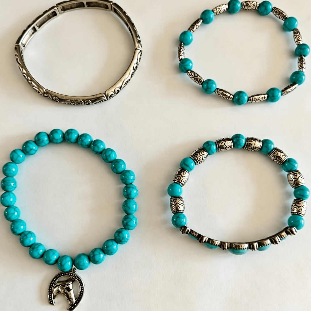 Turquoise Horse Charm Bracelet Set