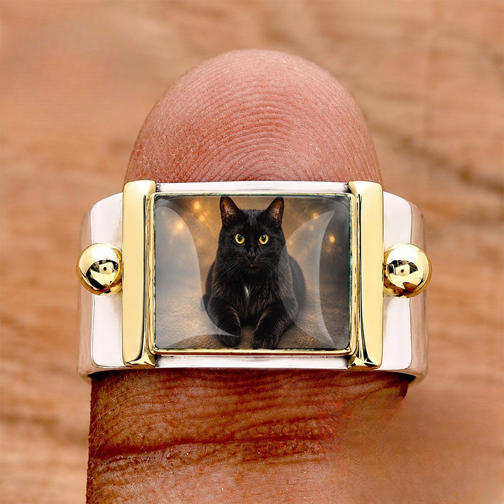 Black Cat Wide Band Ring
