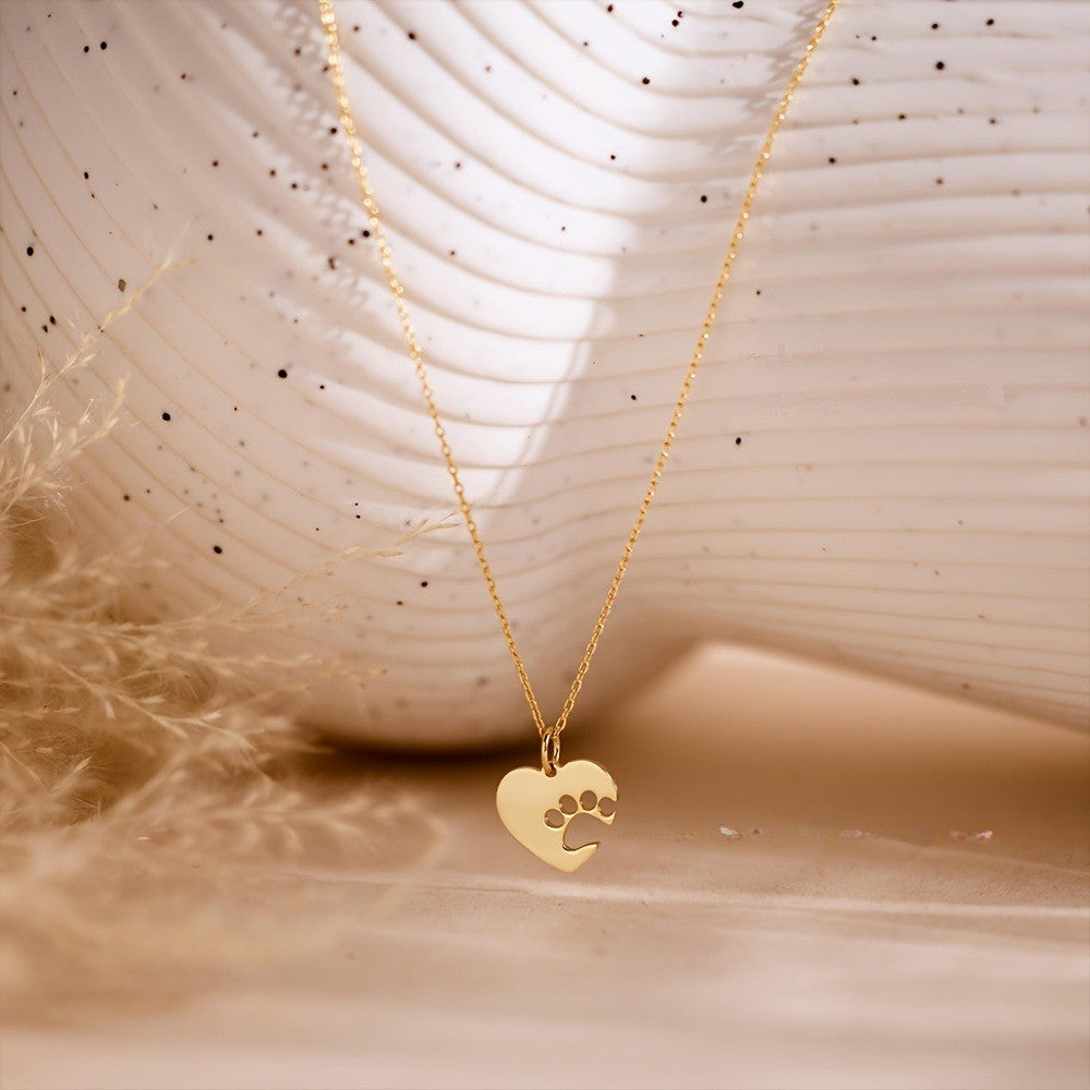 Paw Cutout Heart Necklace