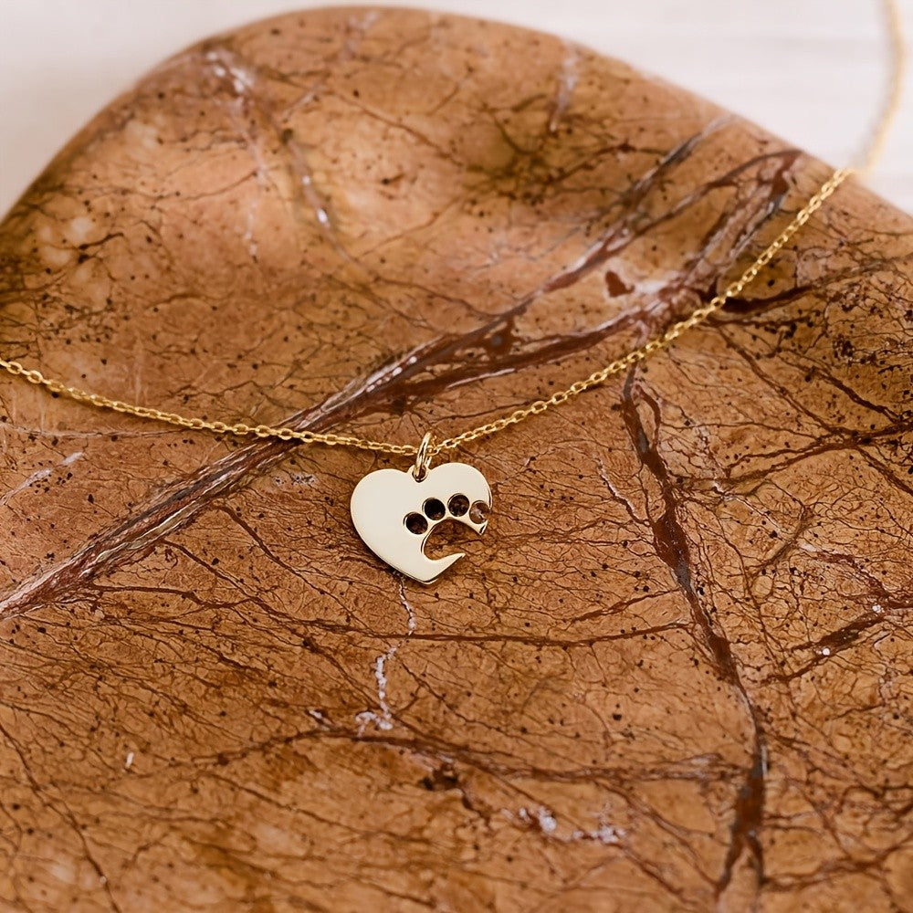Paw Cutout Heart Necklace