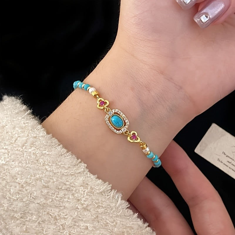Turquoise Oval Charm Bracelet