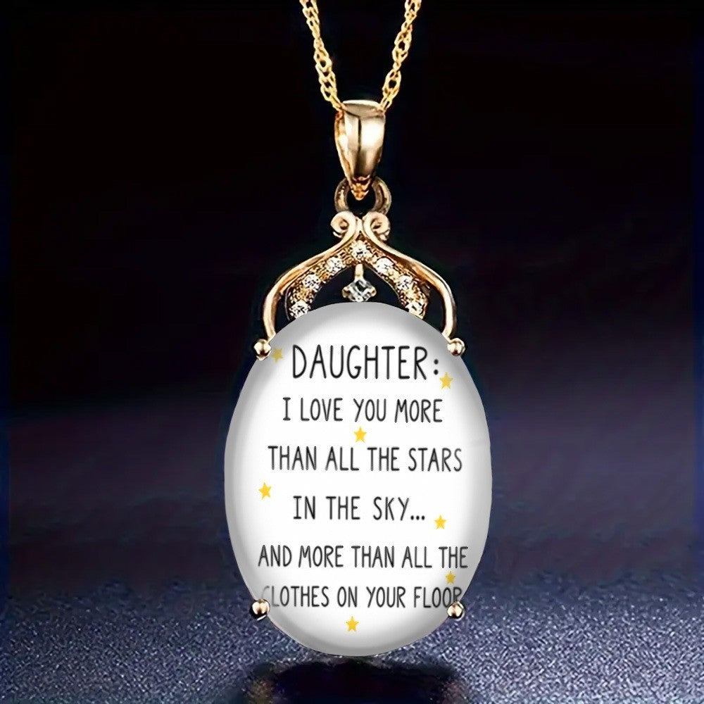 Daughter Stars Message Oval Necklace