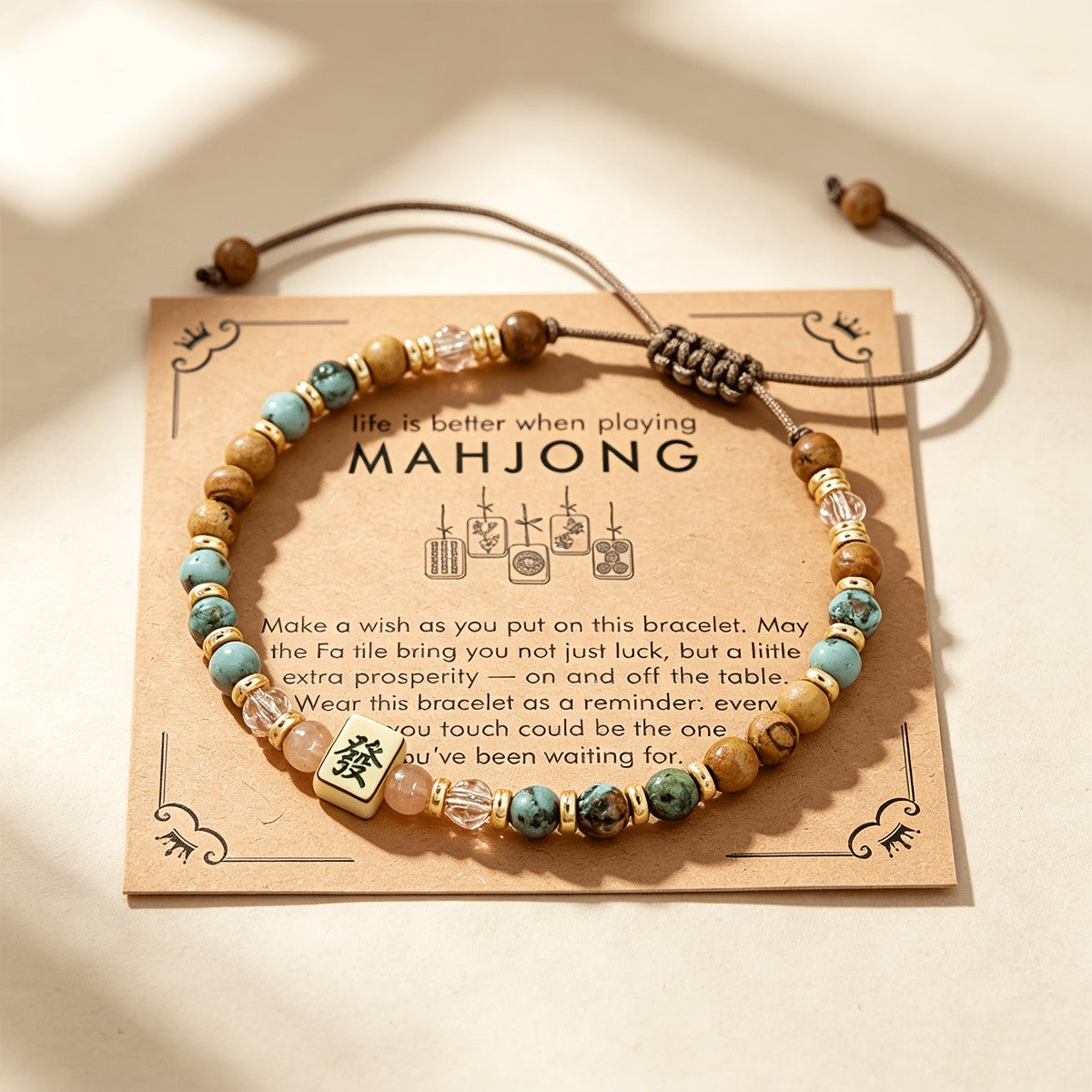 Mahjong Tile Bead Bracelet
