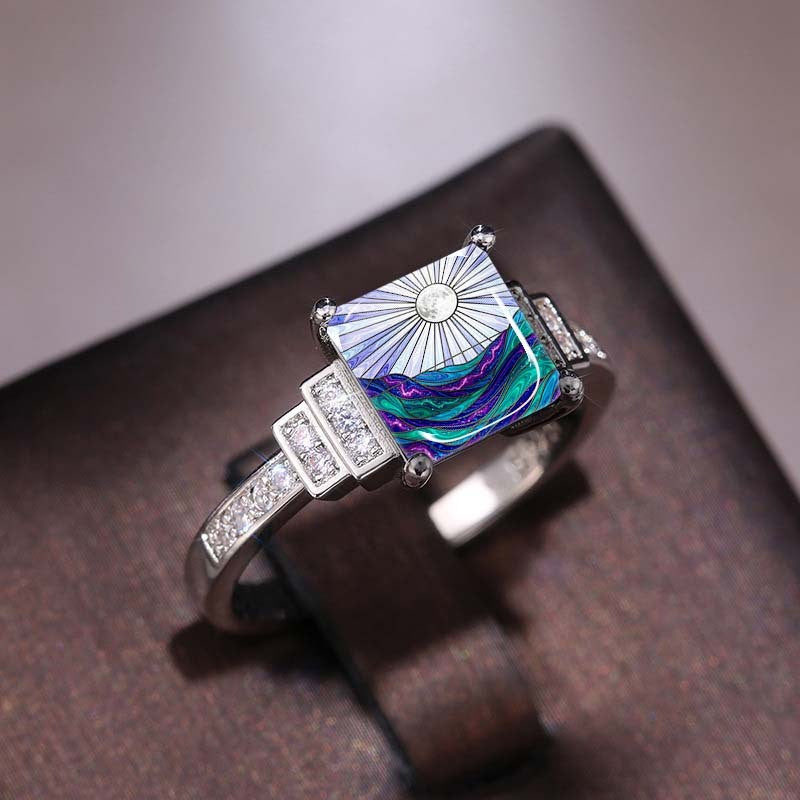 Iridescent Wave Square Ring