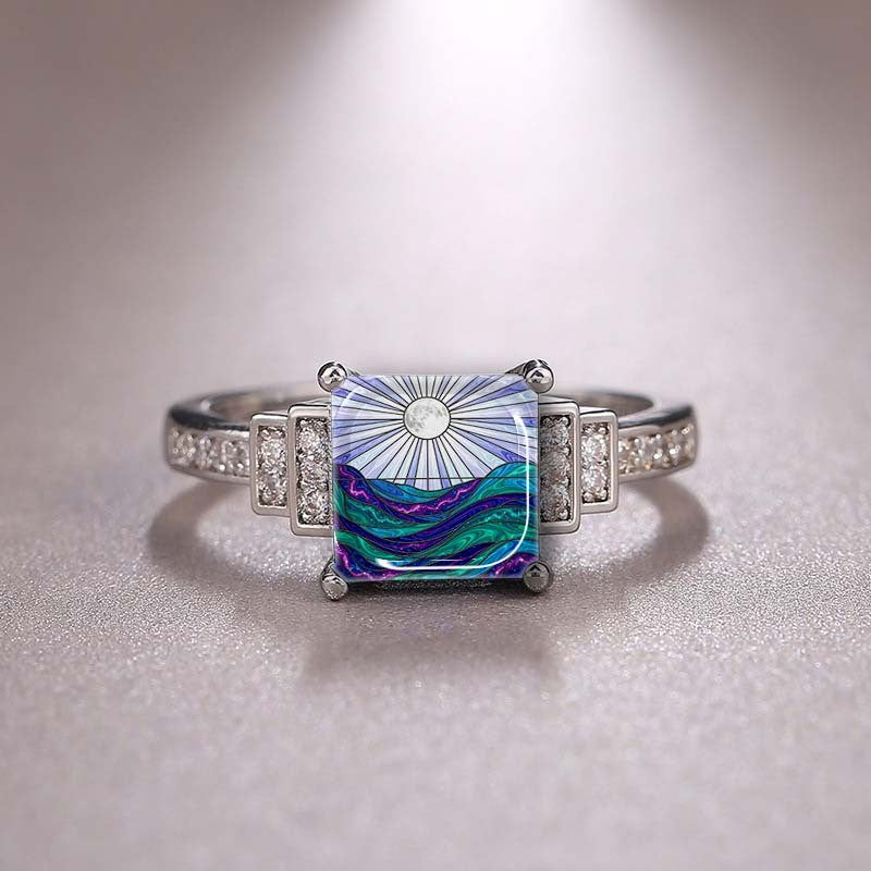 Iridescent Wave Square Ring