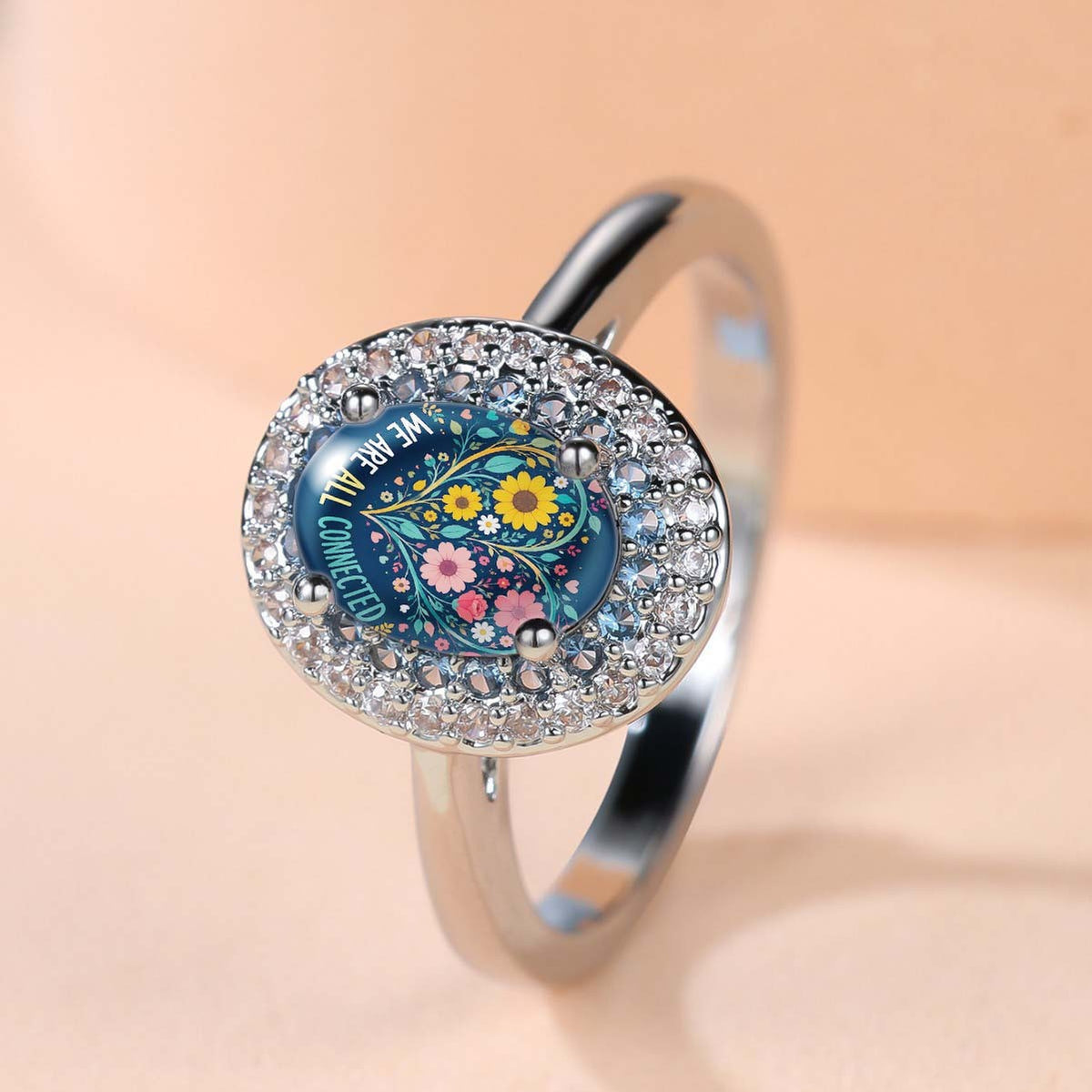Connected Floral Oval Ring