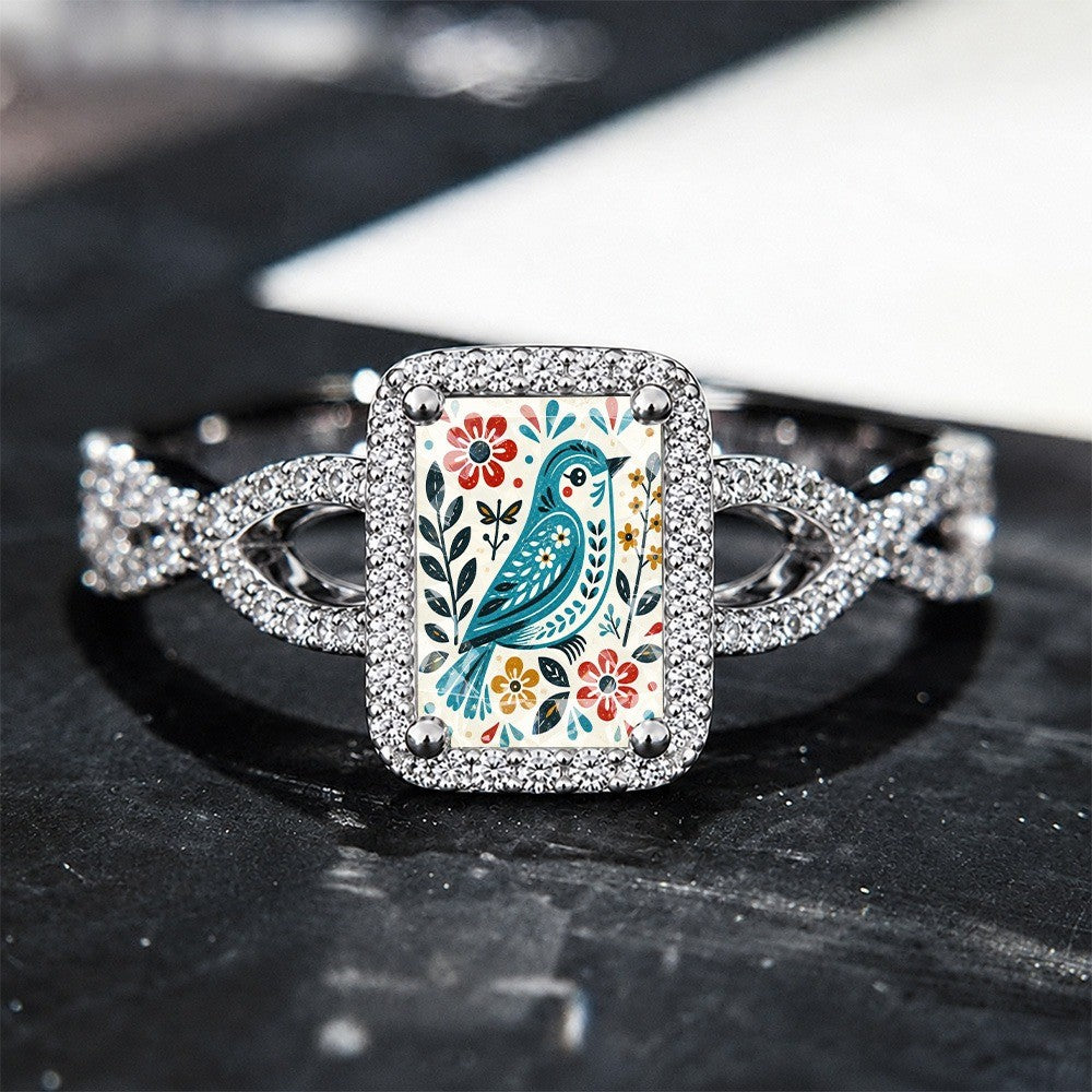 Bluebird Floral Square Ring