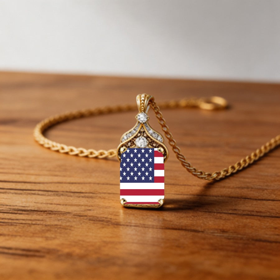 American Flag Dog Tag Necklace