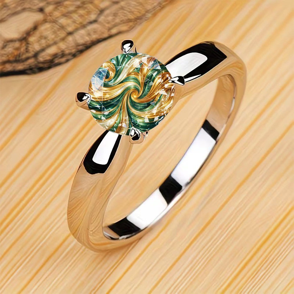 Swirl Glass Stone Ring