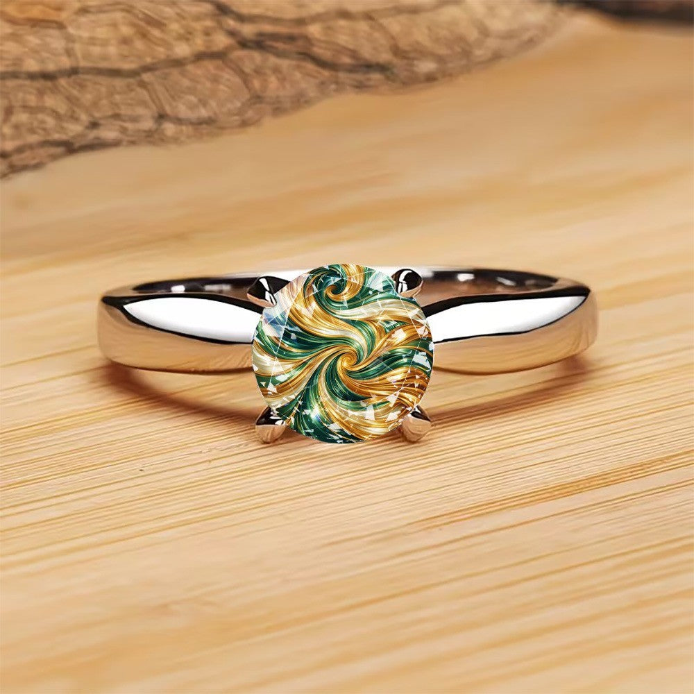Swirl Glass Stone Ring