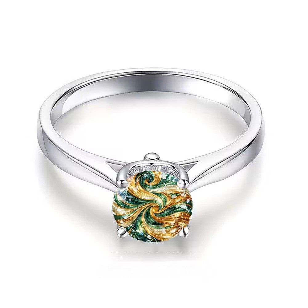 Swirl Glass Stone Ring