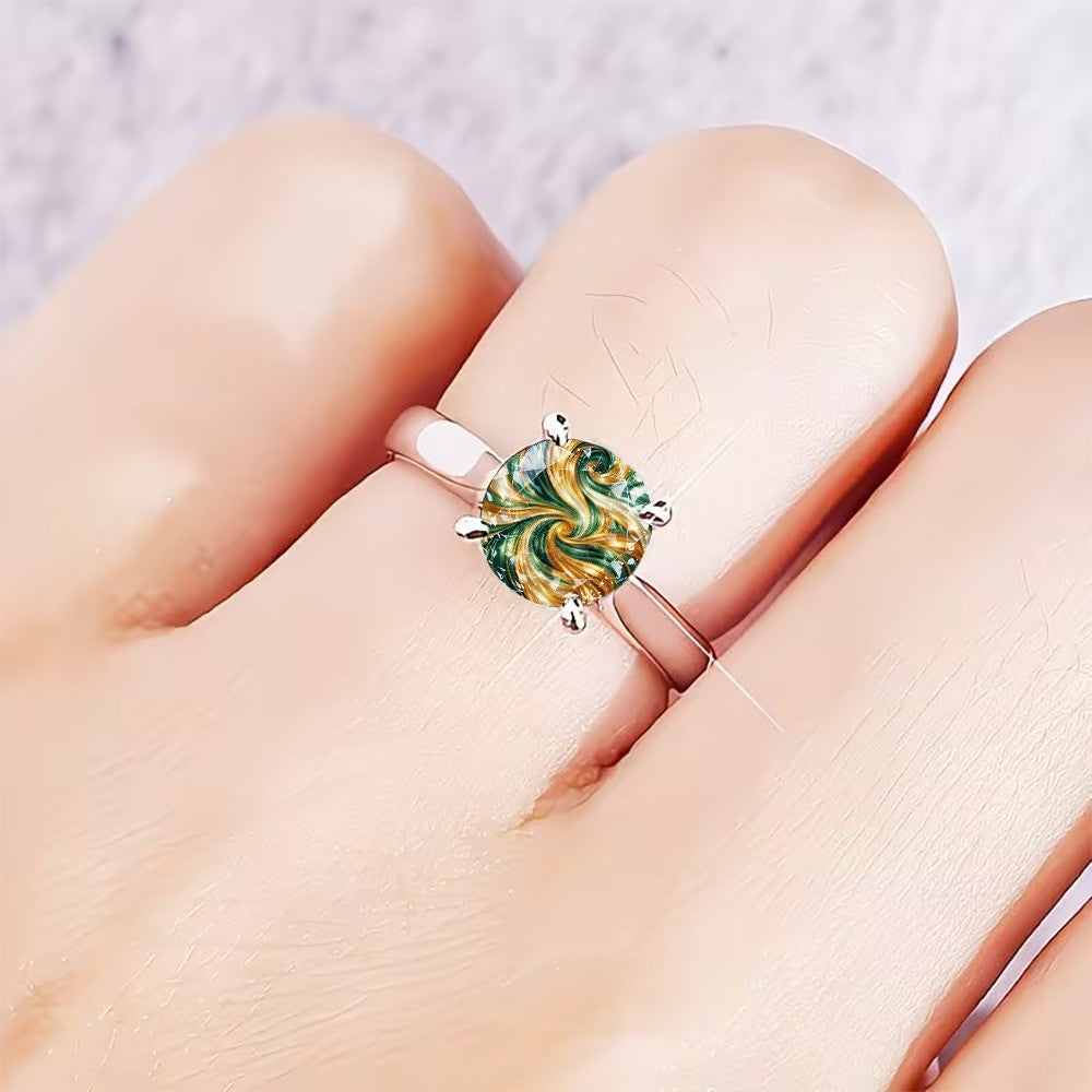 Swirl Glass Stone Ring