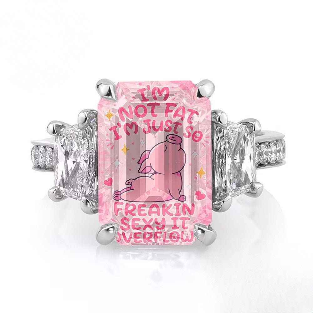 Pink Pig Square Ring