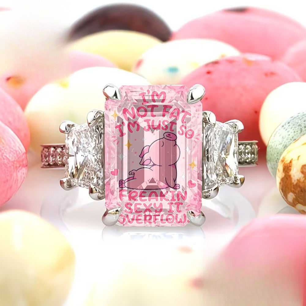 Pink Pig Square Ring