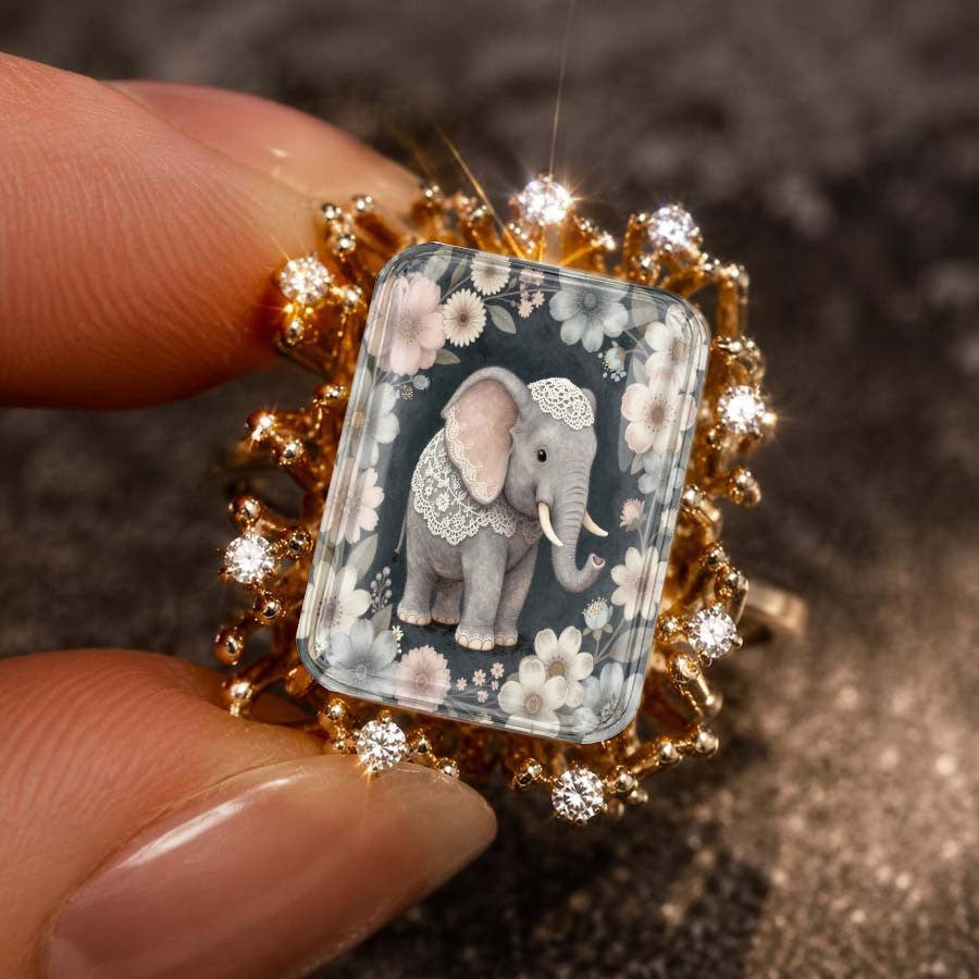 Lace Elephant Square Ring