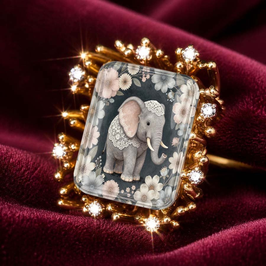 Lace Elephant Square Ring