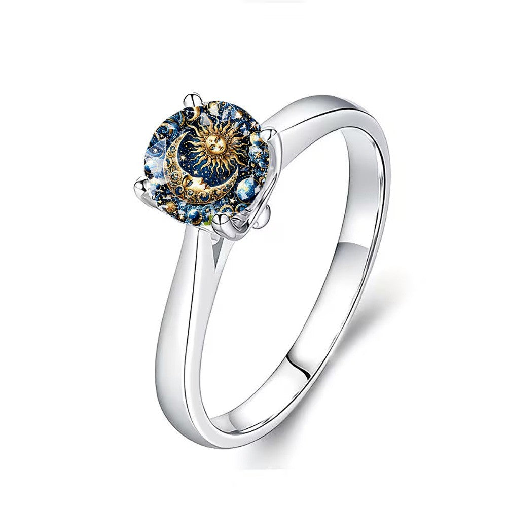 Celestial Sun & Moon Round Ring