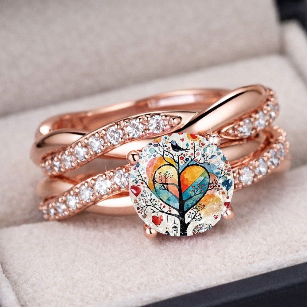 Colorful Tree Heart Ring