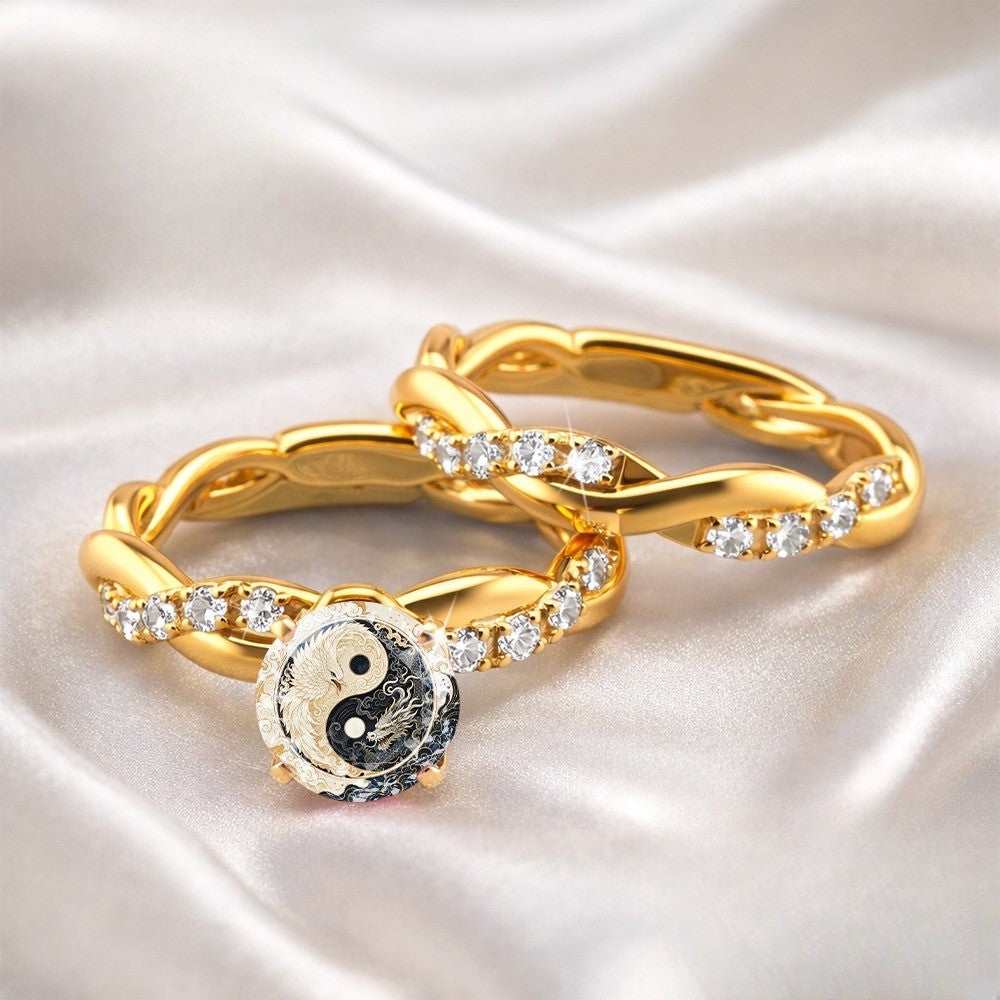 Yin Yang Dragon Twisted Ring