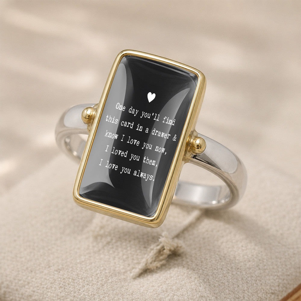 Black Glass Message Ring