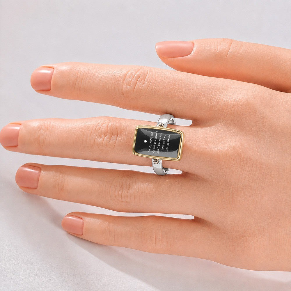 Black Glass Message Ring