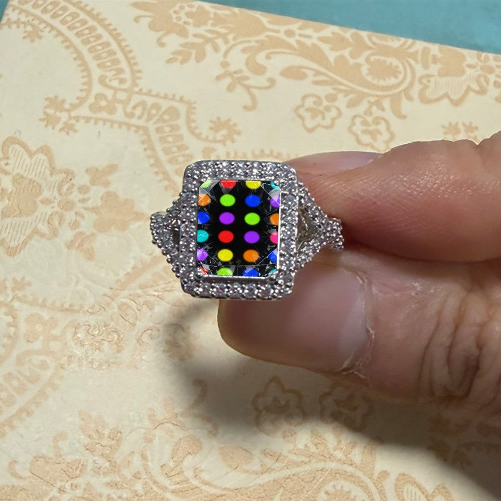Colorful Polka Dot Square Ring