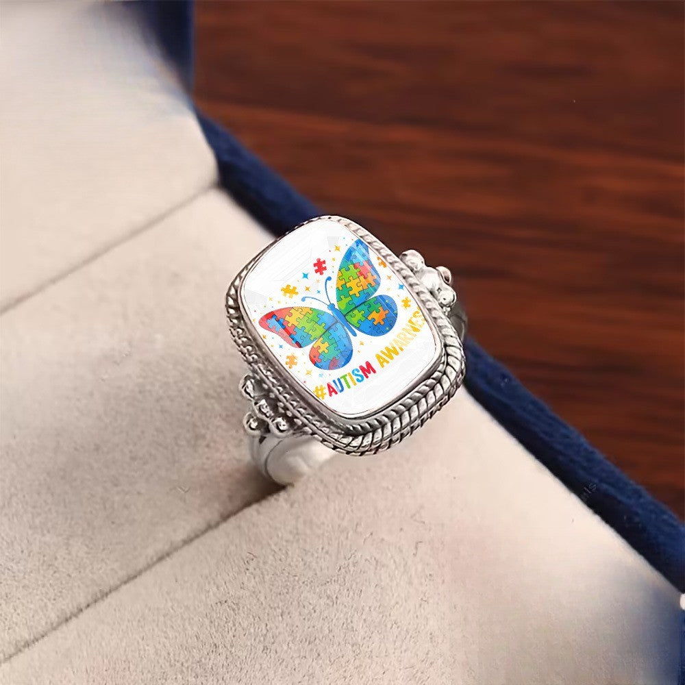 Colorful Puzzle Butterfly Ring