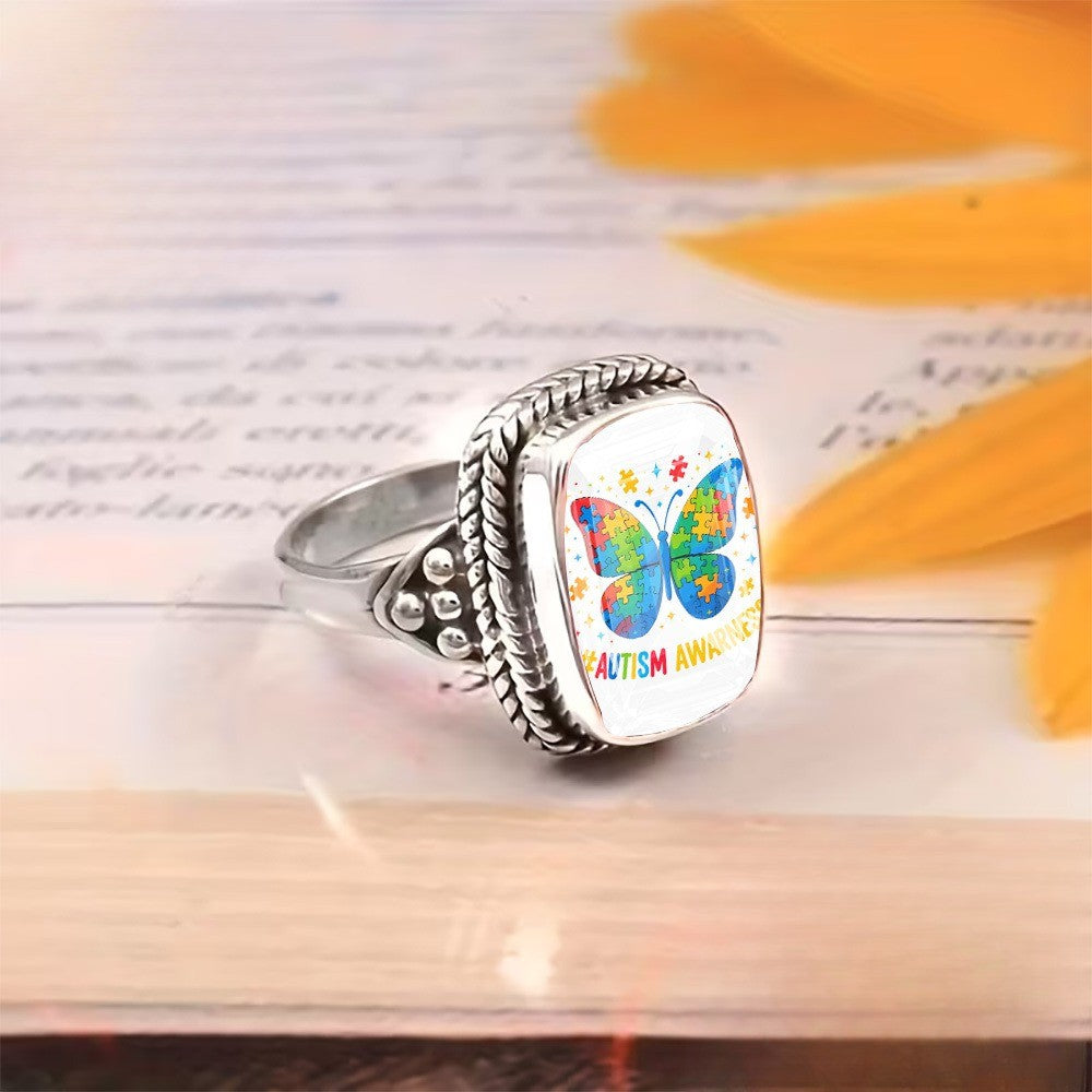 Colorful Puzzle Butterfly Ring