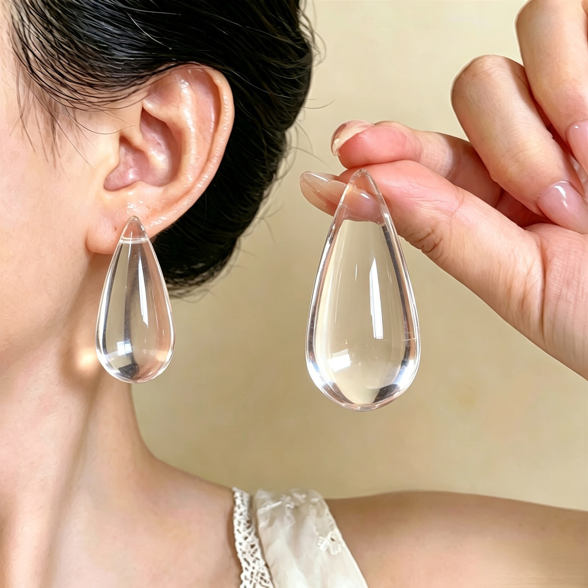 Translucent Resin Water Drop Earrings