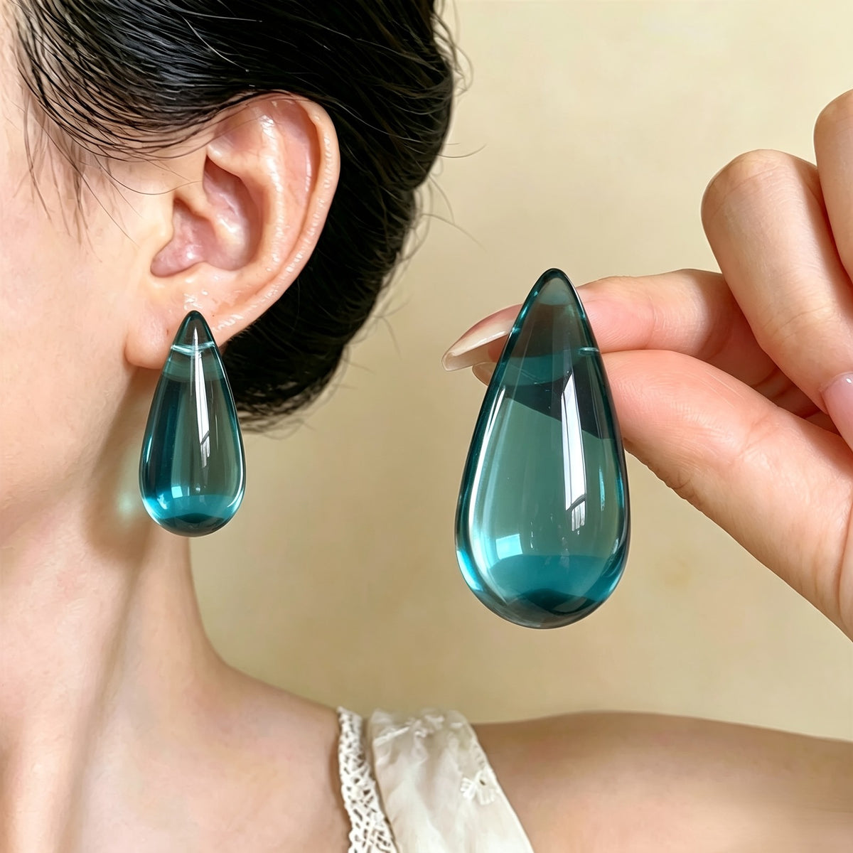 Translucent Resin Water Drop Earrings