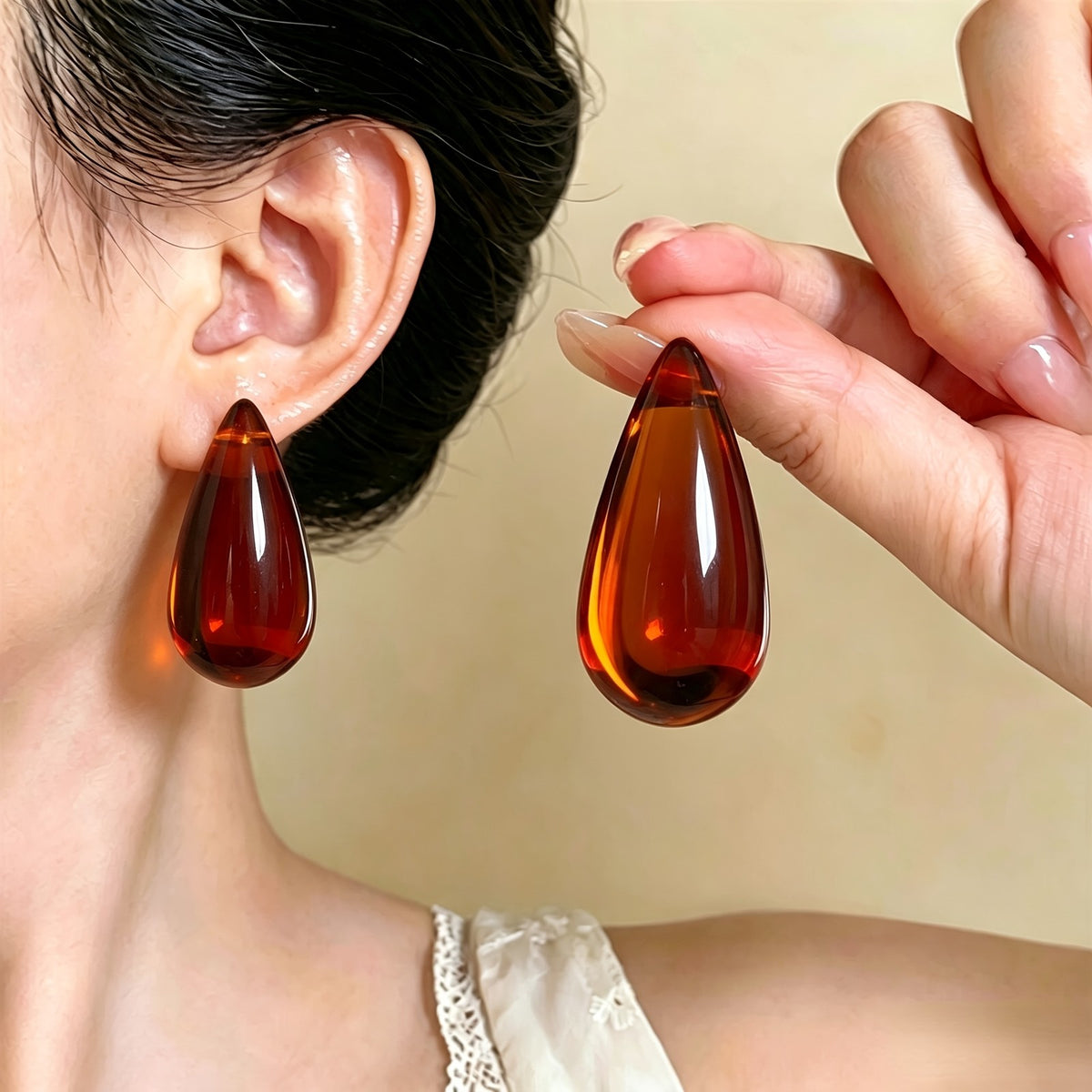Translucent Resin Water Drop Earrings