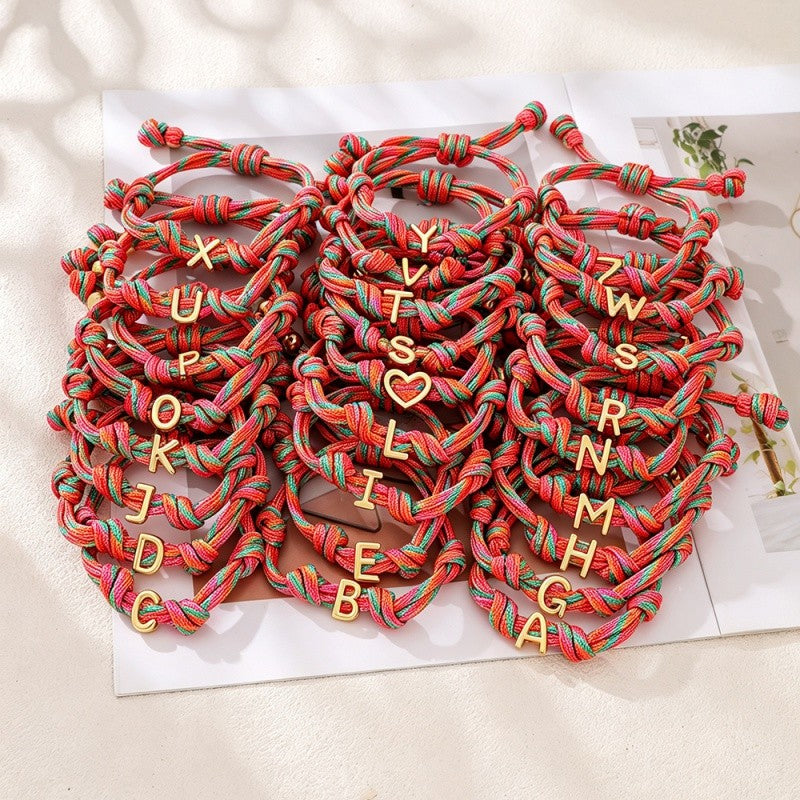 Multicolor Woven Initial Bracelet