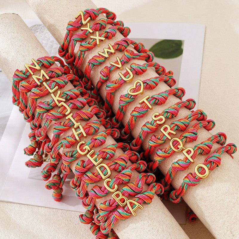 Multicolor Woven Initial Bracelet