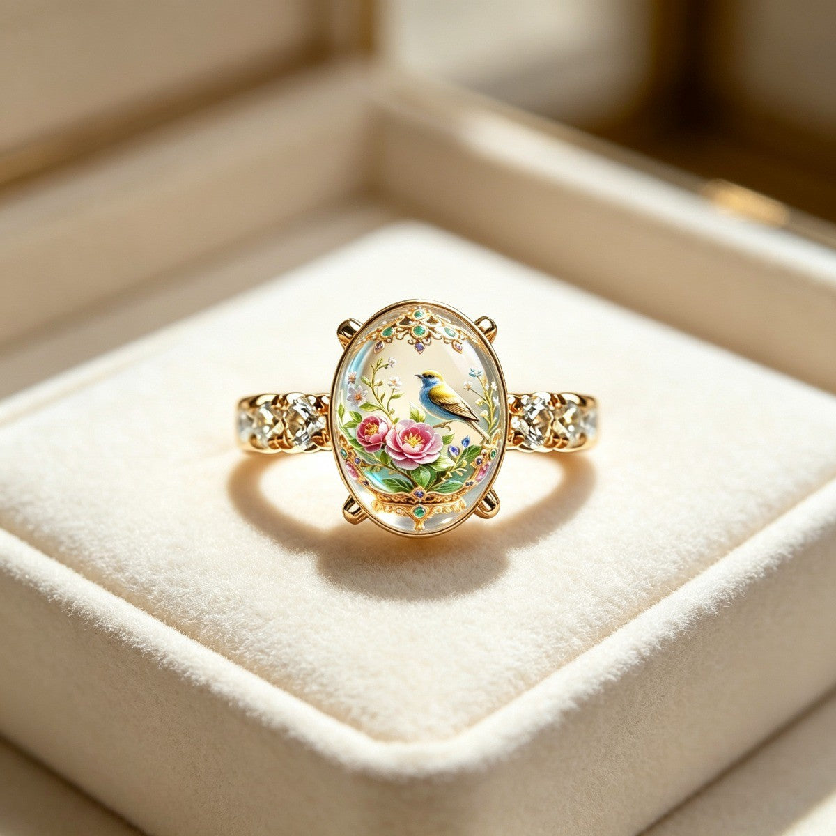 Floral Bird Dome Ring
