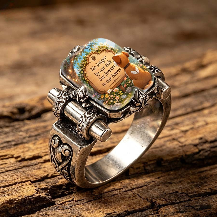 Memorial Dog Message Square Ring