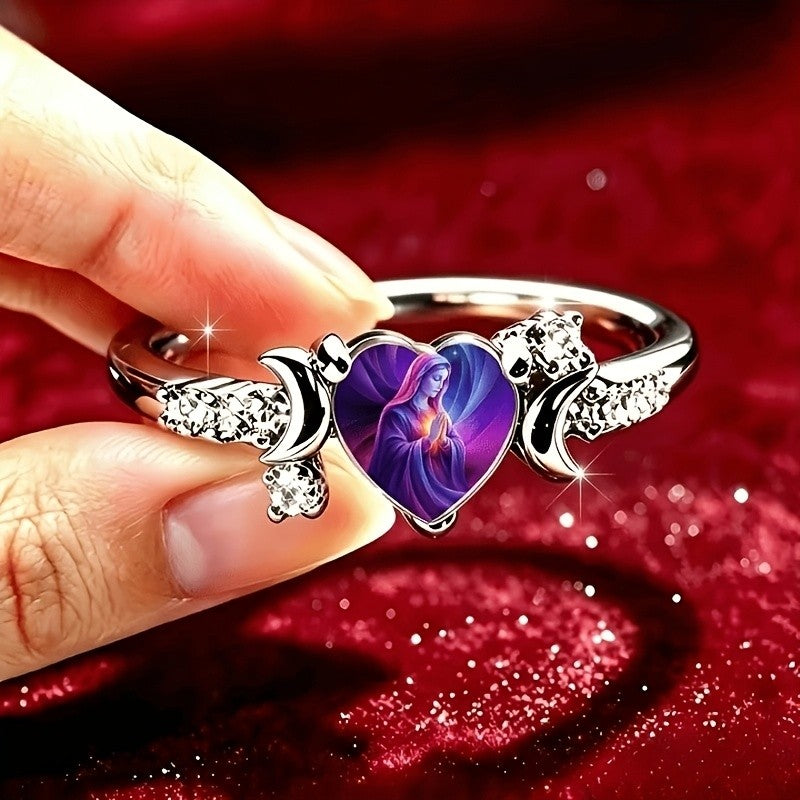 Praying Virgin Mary Heart Ring