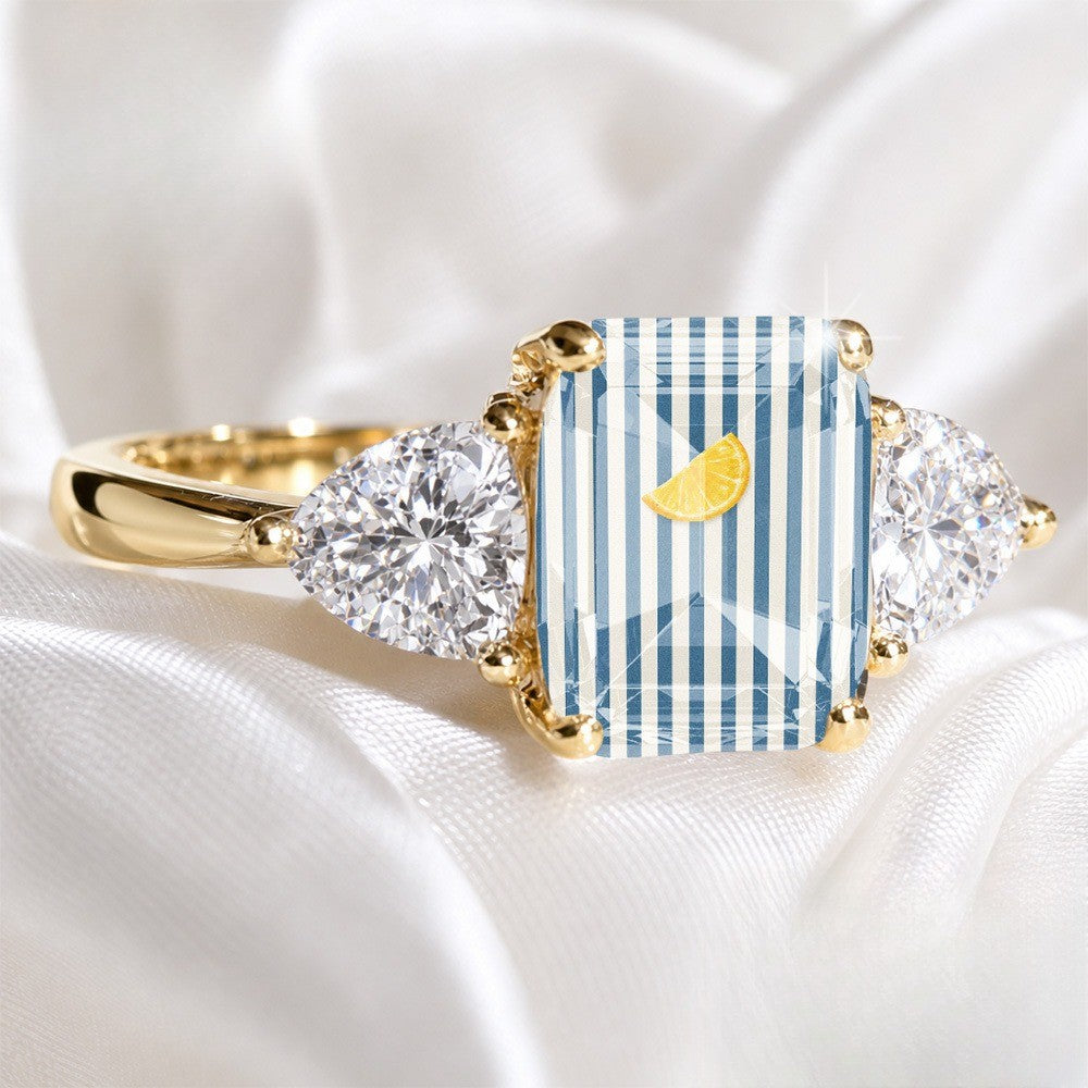 Striped Citrus Square Statement Ring