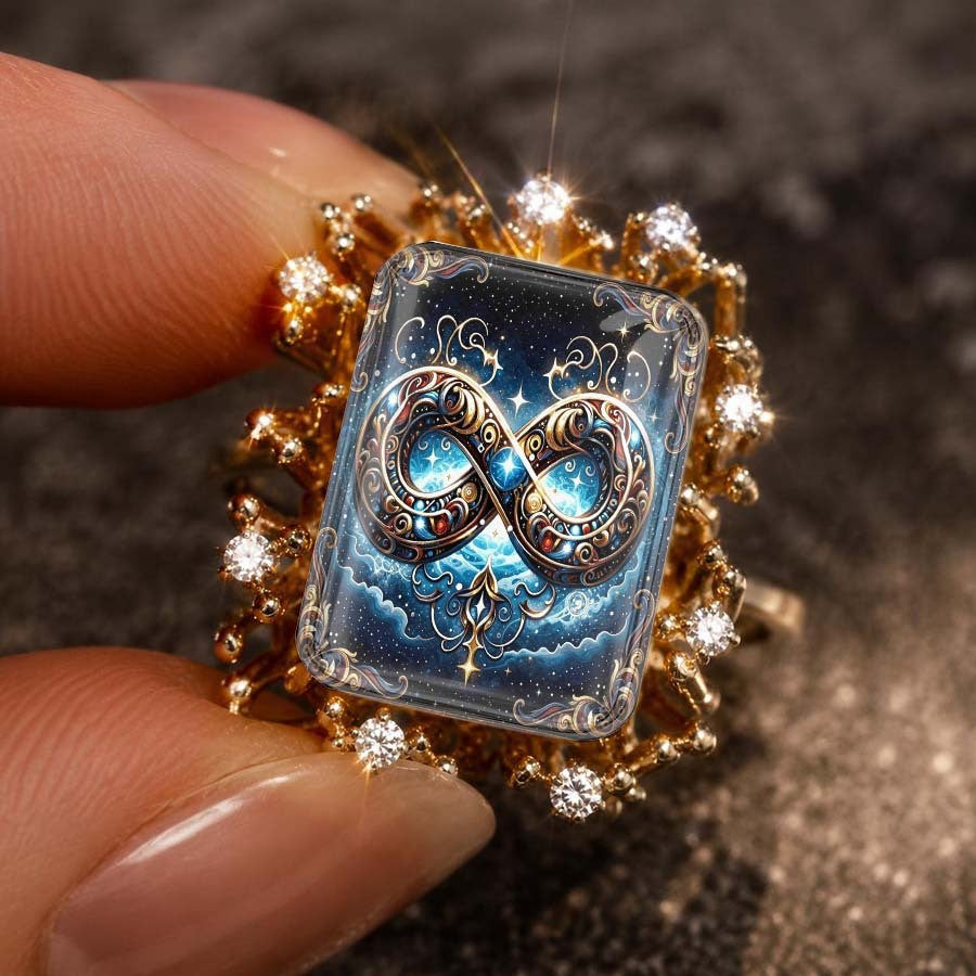 Ornate Infinity Square Ring