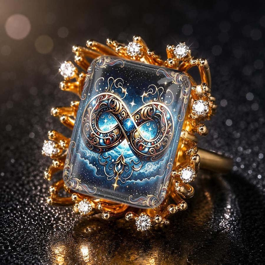 Ornate Infinity Square Ring