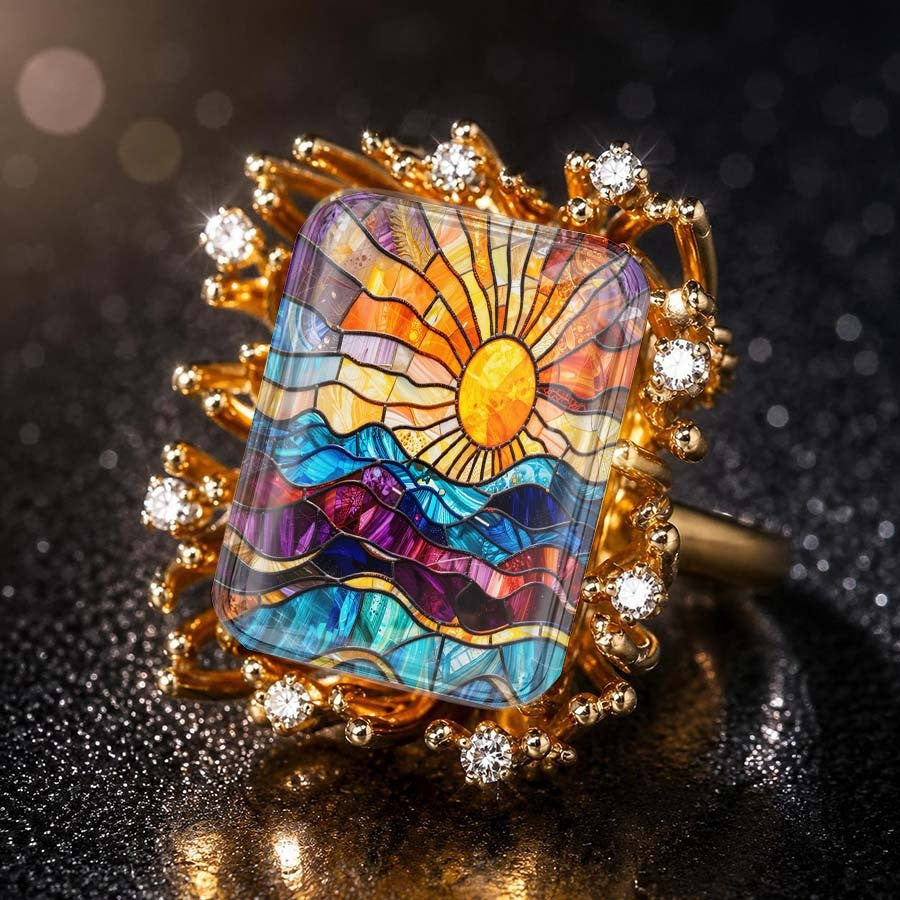 Stained Glass Sunset Ring