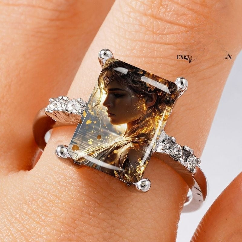 Portrait Glass Rectangle Ring