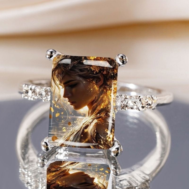 Portrait Glass Rectangle Ring