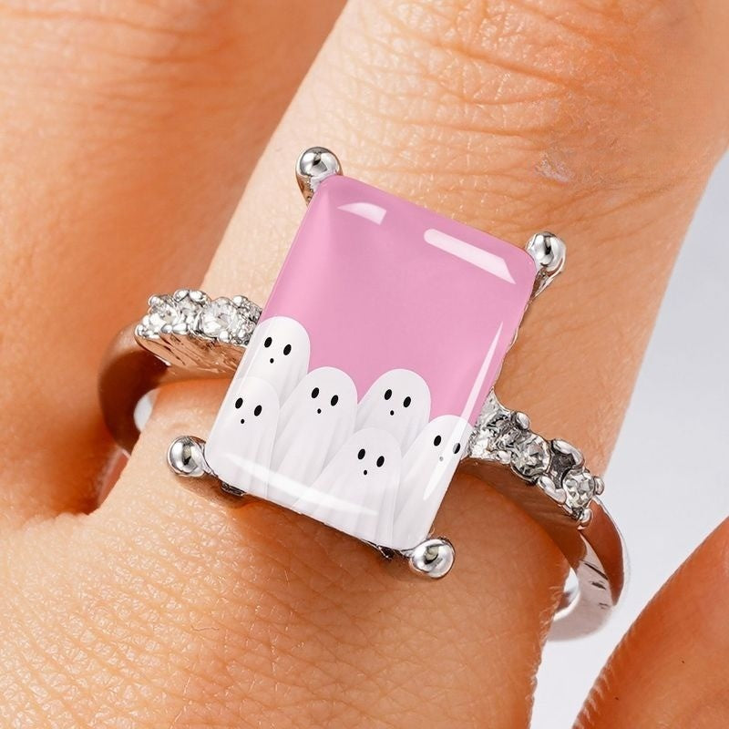 Pink Ghost Square Ring