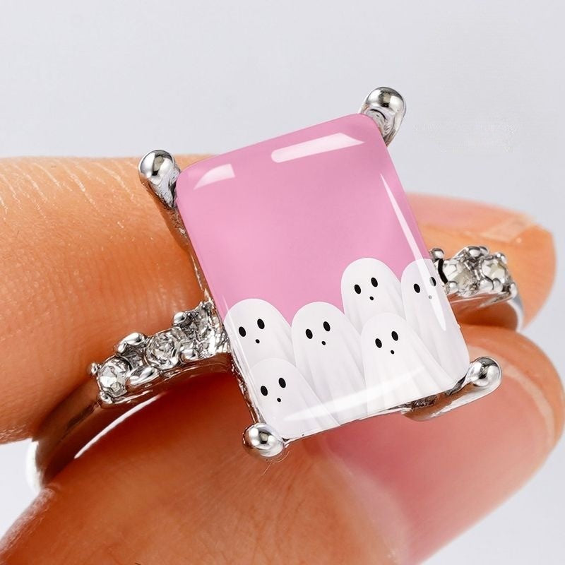 Pink Ghost Square Ring