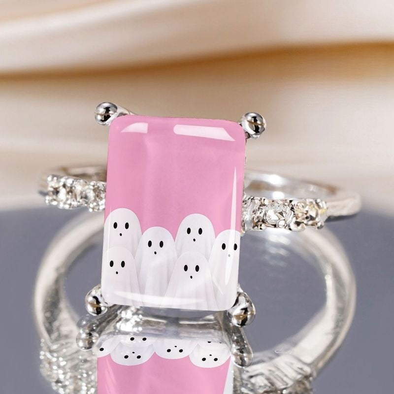 Pink Ghost Square Ring
